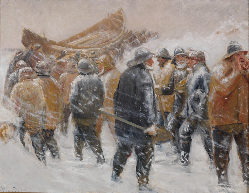 Michael Ancher (Danish, 1849–1927) Sketch for Taking the Lifeboat Through the Dunes